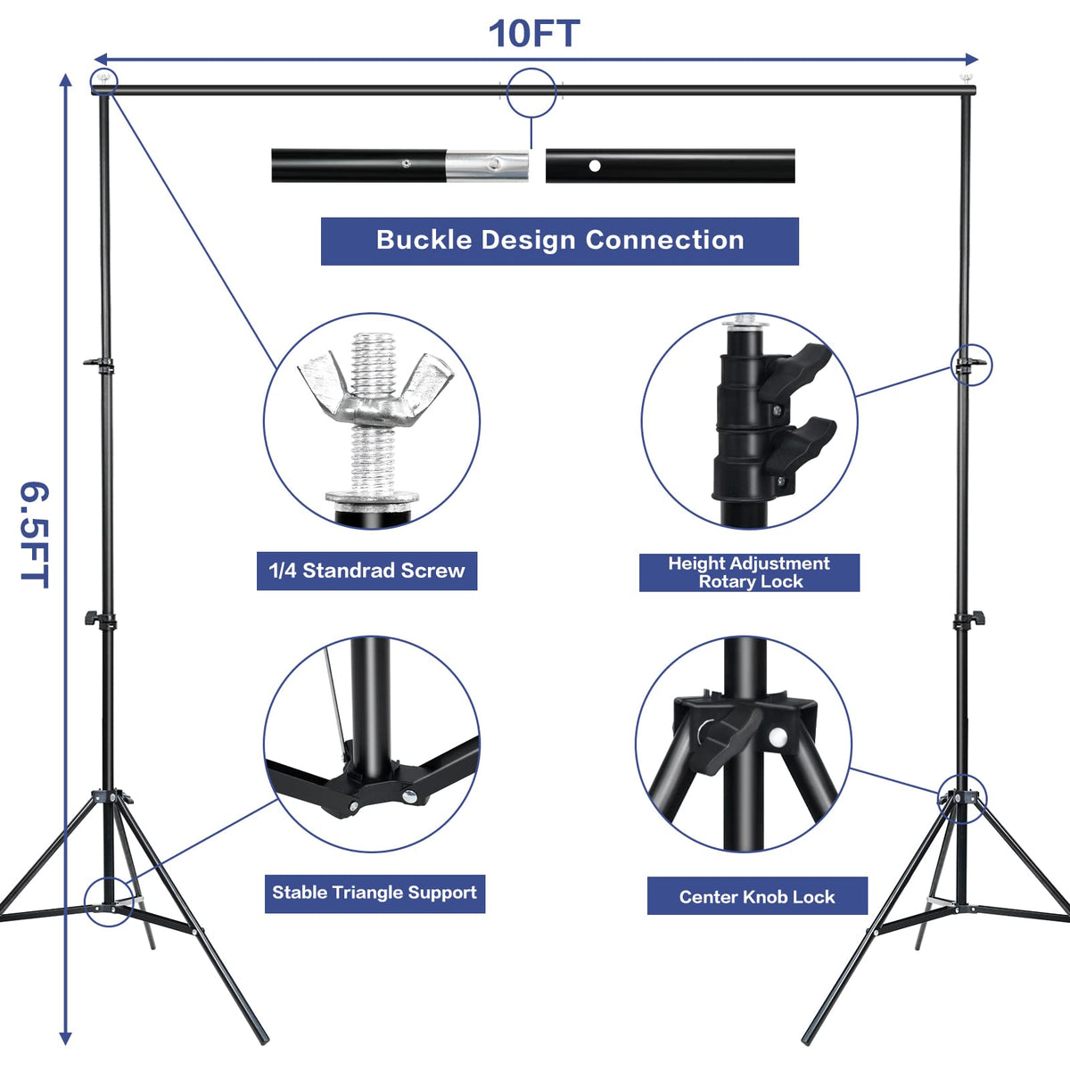 Adjustable Photo Backdrop Stand Kit with Carry Bag T41013