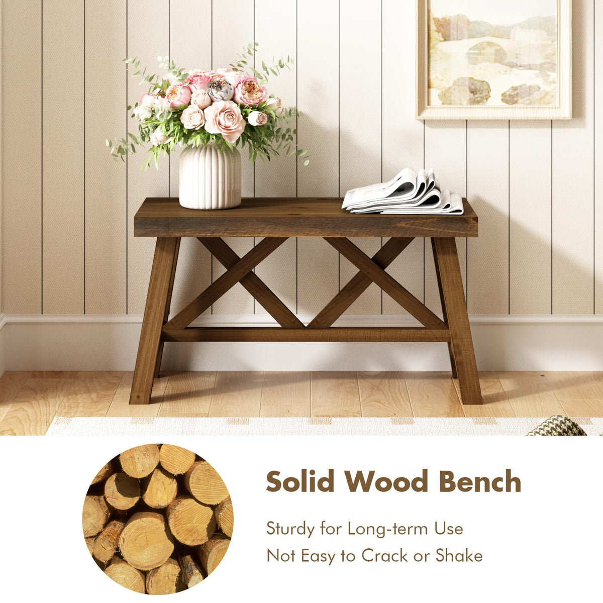 30" Solid Wood Bench Y581