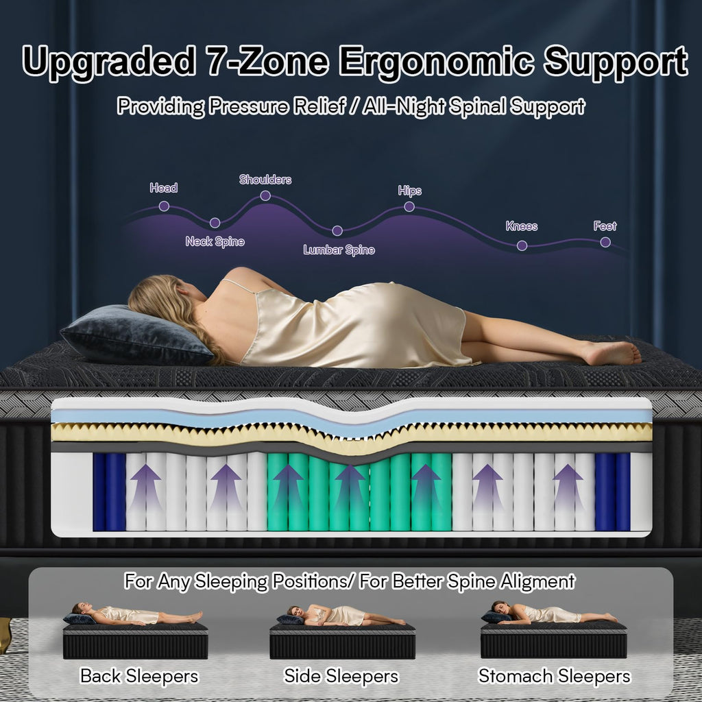 16 Inch Queen Size Hybrid Mattress in a Box O628