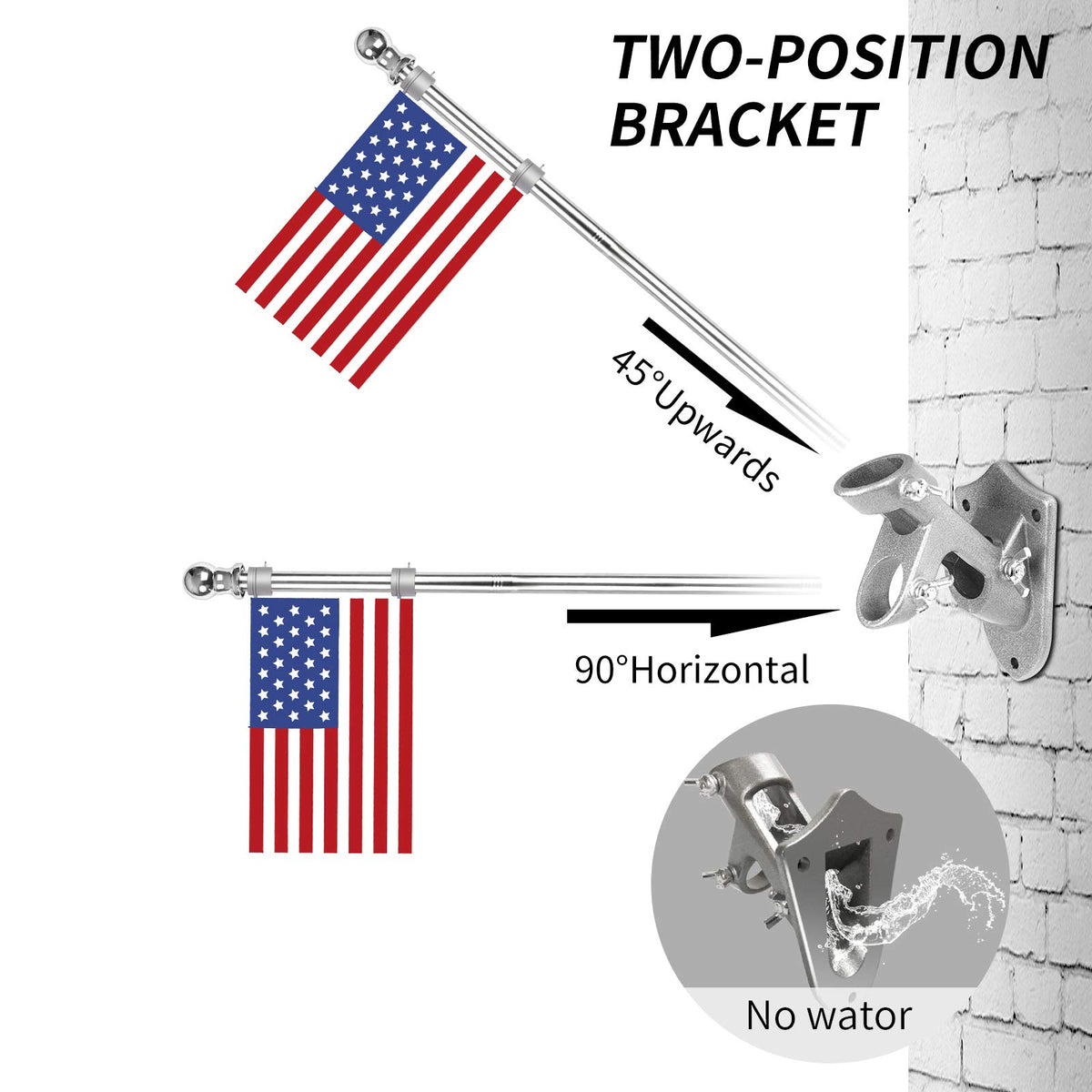 6 Ft Stainless Steel Flag Pole Kit with 3x5 Ft Nylon Flag K20769