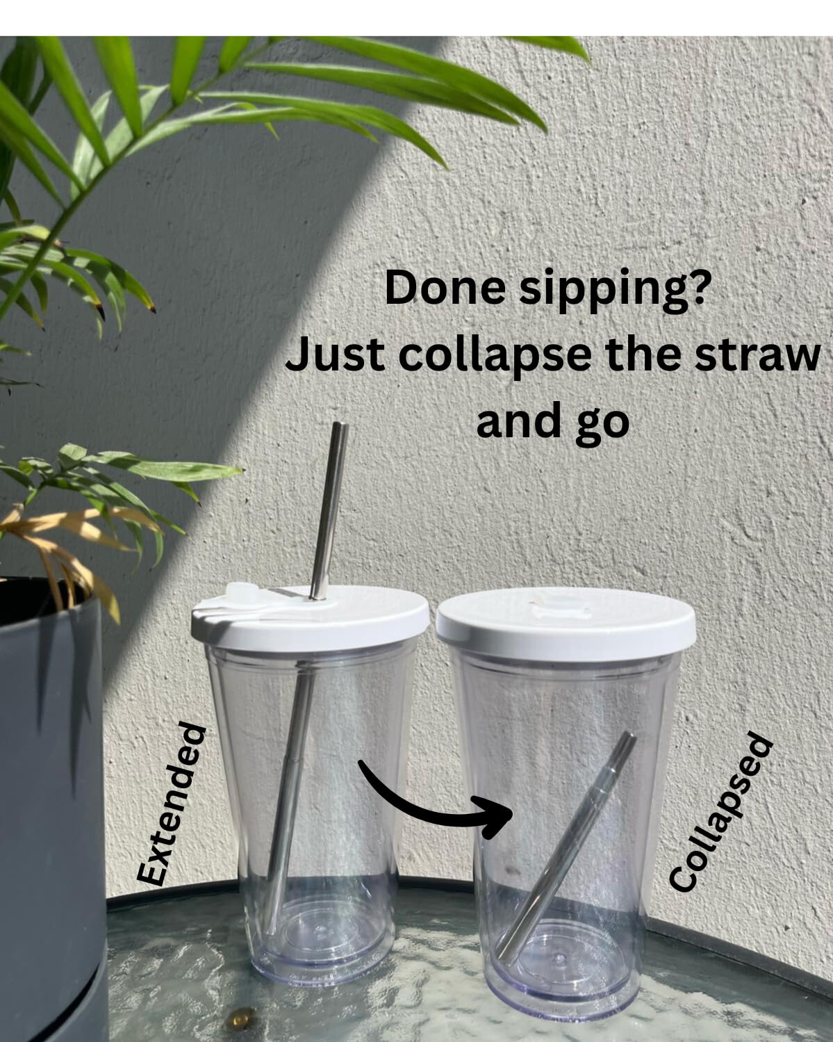 16 Oz Clear Plastic Insulated Tumbler with Lid and Straw P565