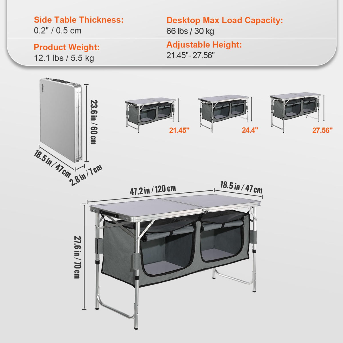 Folding Camping Cooking Table with Storage Organizer P895