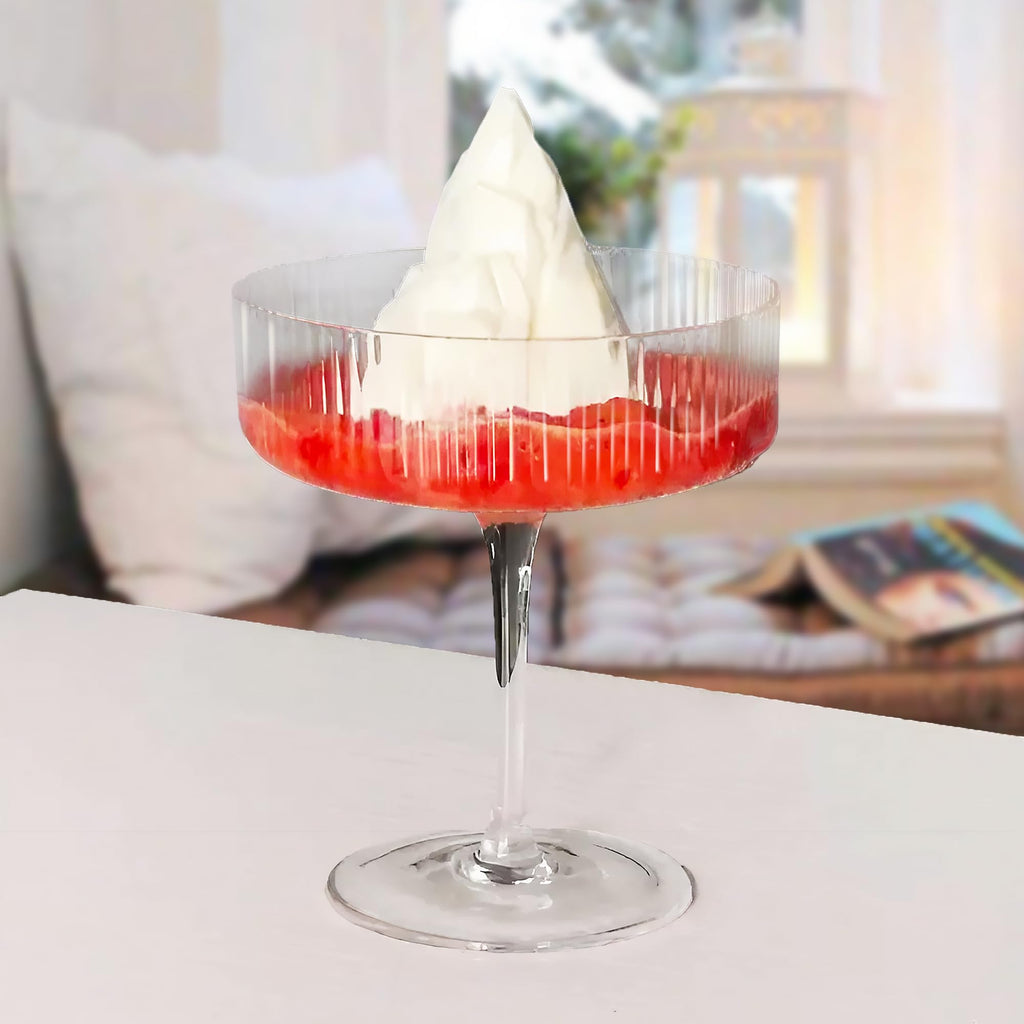 Ribbed Coupe Glasses Set of 6, 10 oz Crystal Cocktail Glassware S662741
