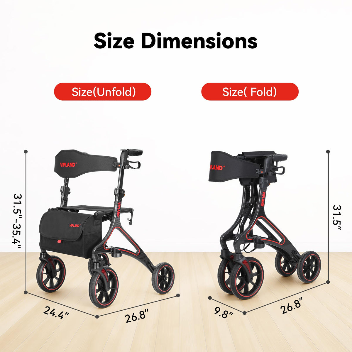Carbon Fiber Lightweight Walker with Seat and Cane Holder T307217