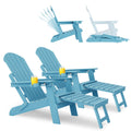 Blue Set of 2 Adirondack Chair with Footrest W561