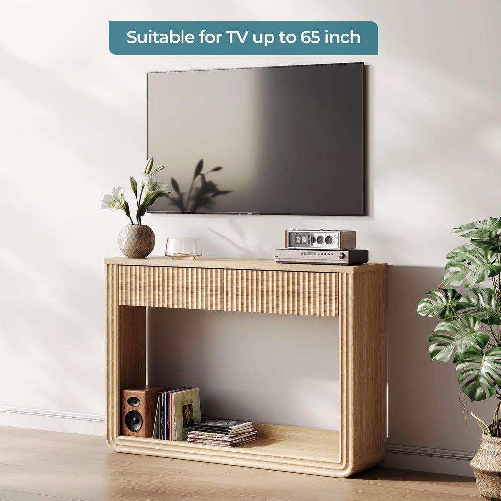 Mid-Century Light Oak Console Table I468284