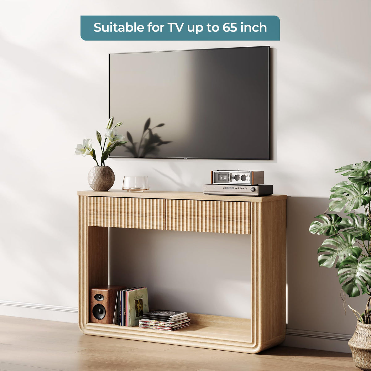 Mid-Century Light Oak Console Table I468284