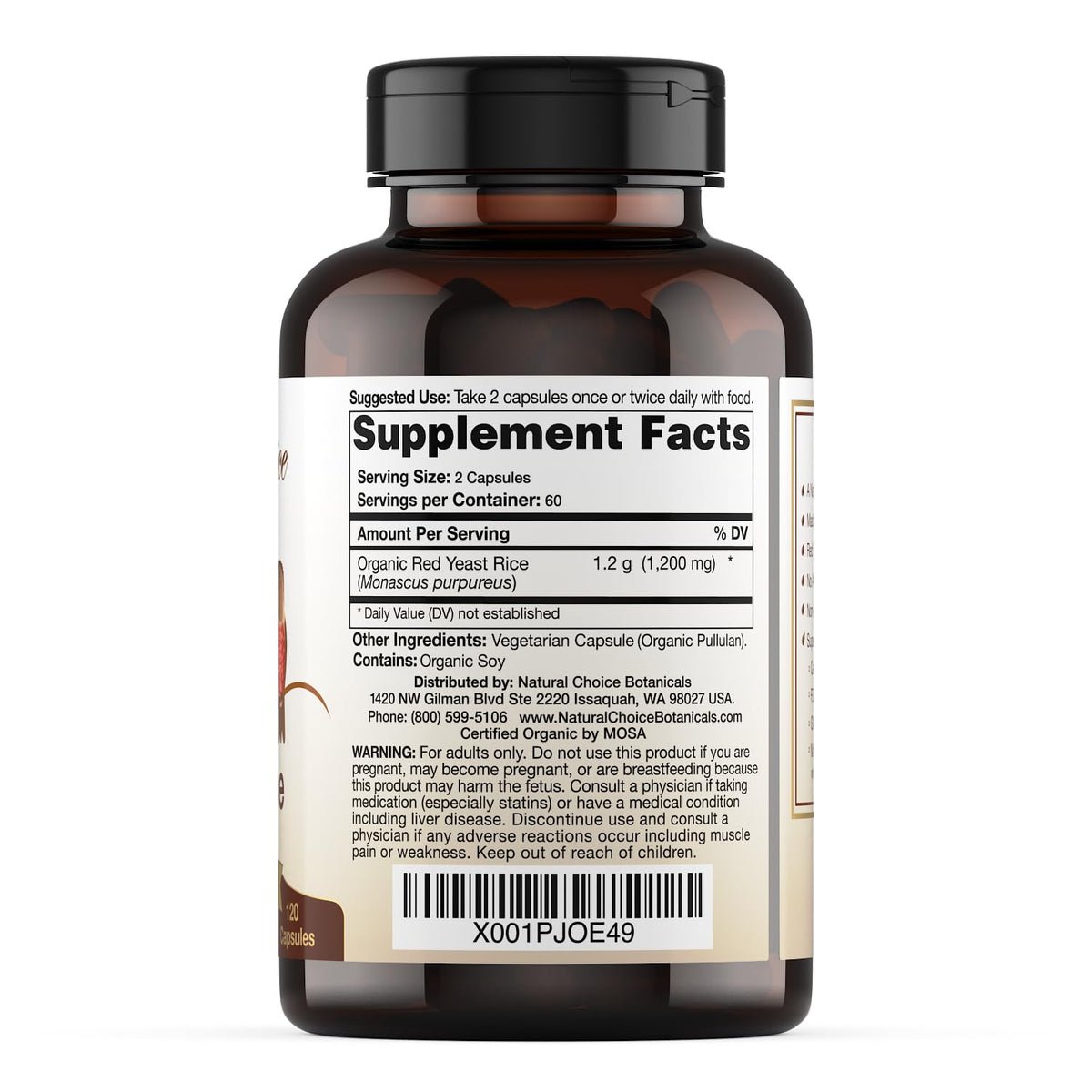 Organic Red Yeast Rice Supplement, 120 Capsules L464861
