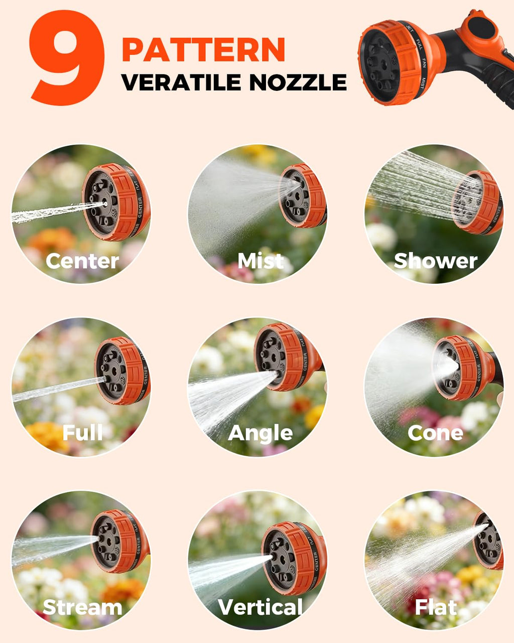 Retractable Garden Hose Reel 100 ft 1/2 Inch with 3-Layer PVC Hose D1458