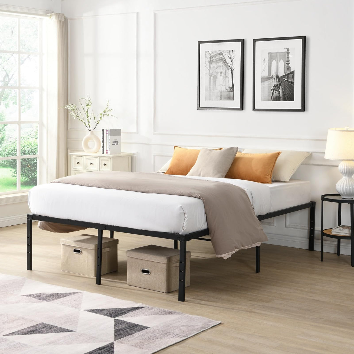 Black Queen Metal Platform Bed Frame I707