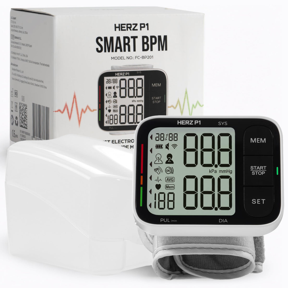 Wrist Blood Pressure Monitor with Large LCD Display and Adjustable Cuff Y61919