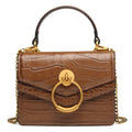 Croc Embossed Top Handle Leather Mini Crossbody Handbag V130654