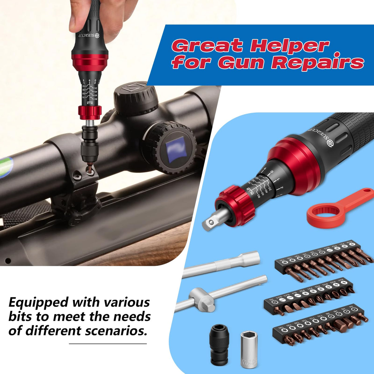 1/4" 10-80In.lb Torque Wrench Screwdriver 36 PCS Set Z5465
