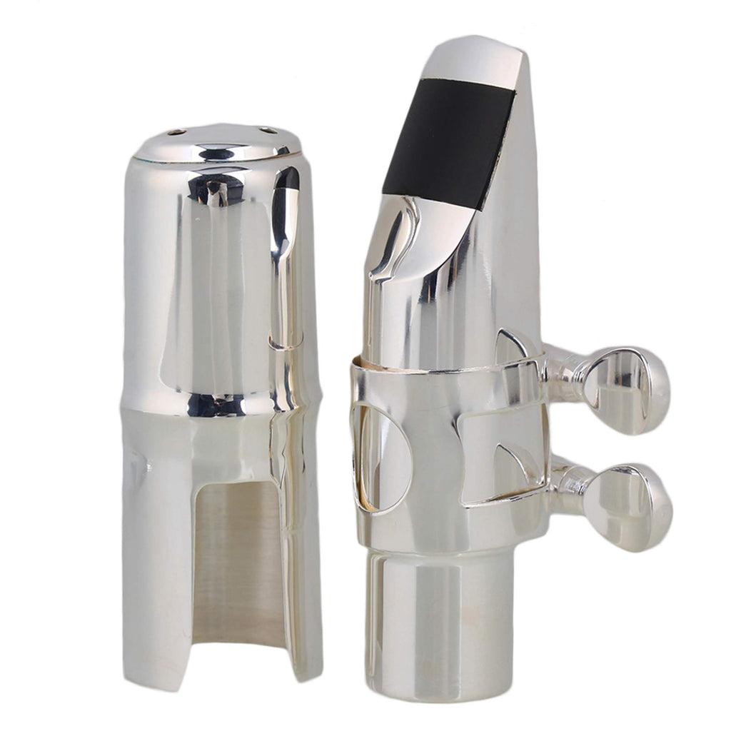 Silver Brass Alto Saxophone Mouthpiece with Cap Ligature P26111