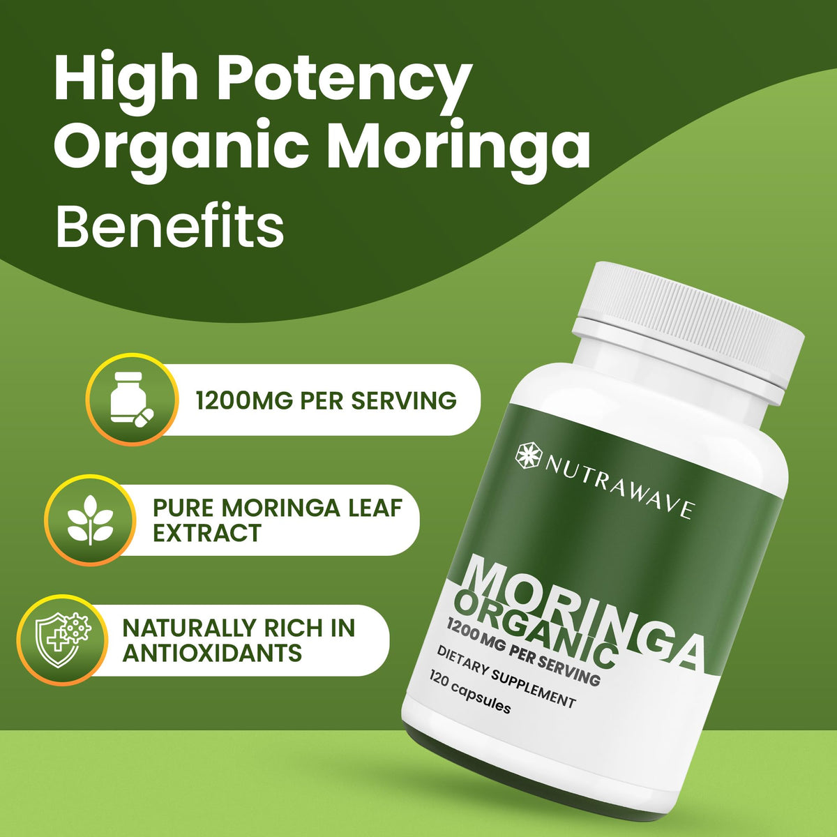Organic Moringa Capsules 1200mg 120 Capsules V483