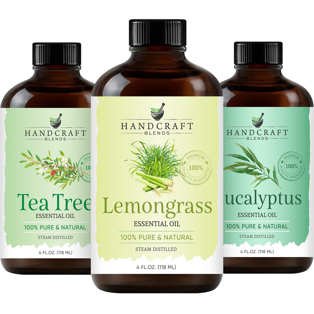 Eucalyptus Tea Tree and Lavender Essential Oil Set 4 Fl. Oz V73338