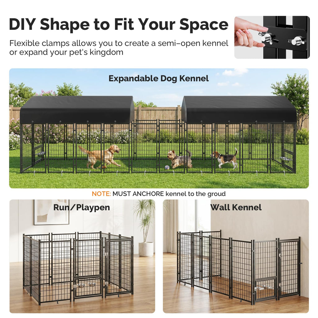 8x4x6FT Outdoor Dog Kennel with Roof V5591