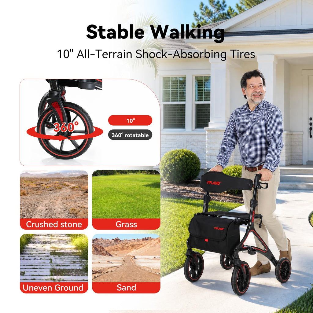 Carbon Fiber Lightweight Walker with Seat and Cane Holder T307217