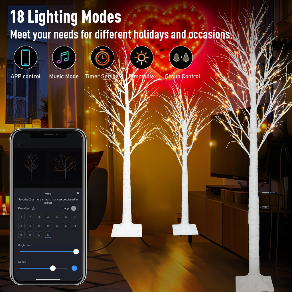 Lighted Birch Trees 4FT 5FT 6FT J74902