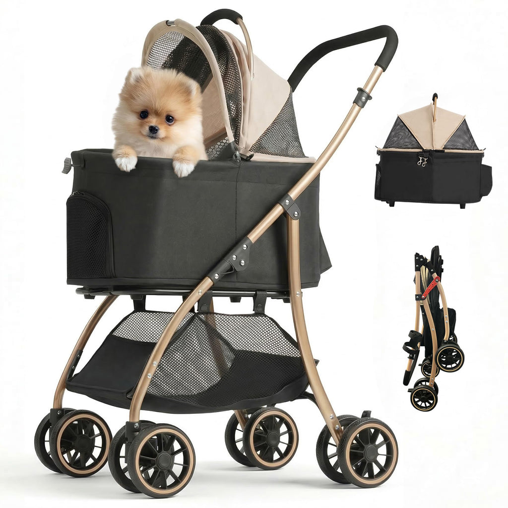 Pet Stroller with 4 Pu Wheels Foldable W809130