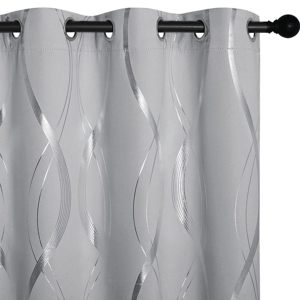 Silver Grey Pattern Curtains 52 x 84 Inch B375265