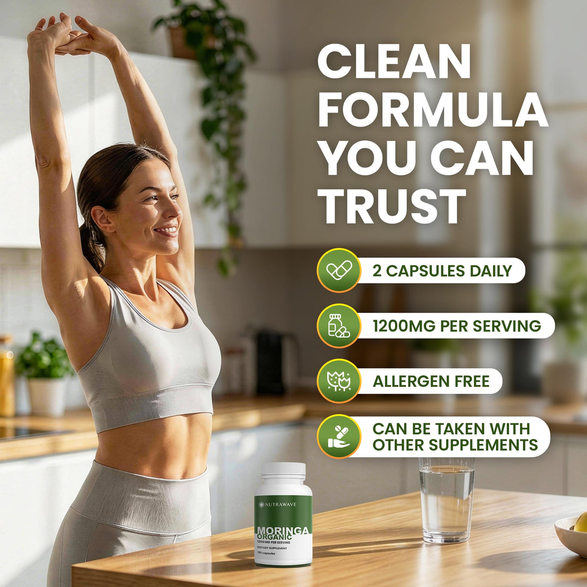 Organic Moringa Capsules 1200mg 120 Capsules V483