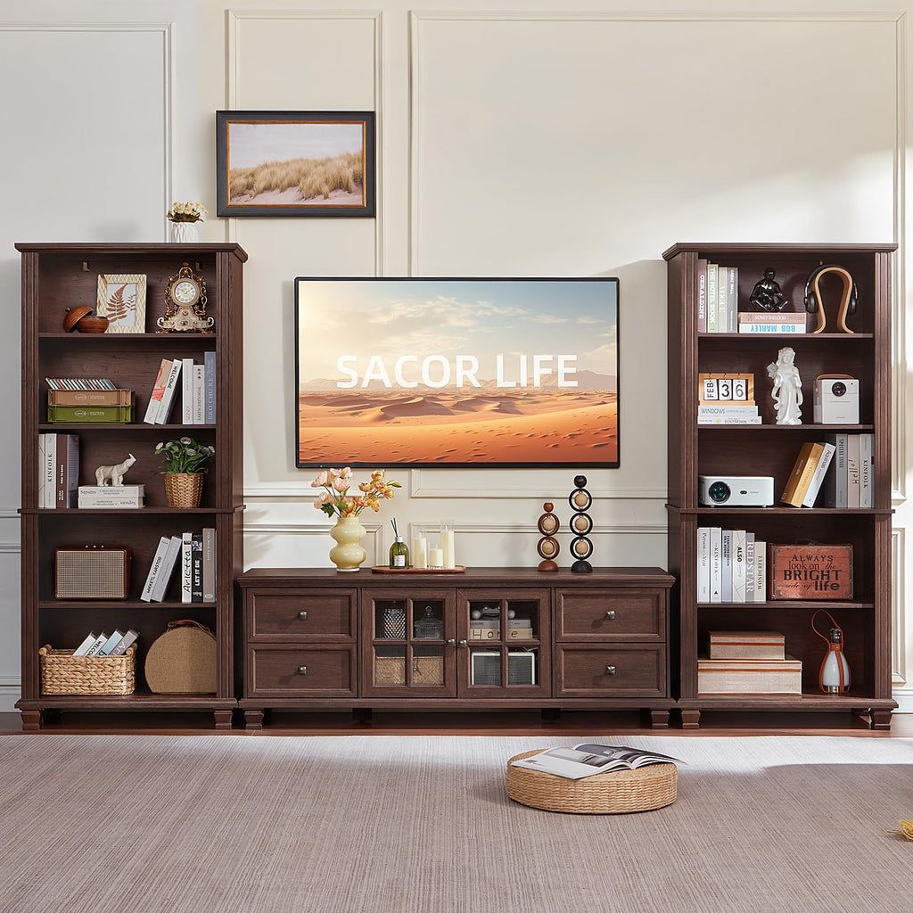 Farmhouse TV Stand with Glass Doors V19820