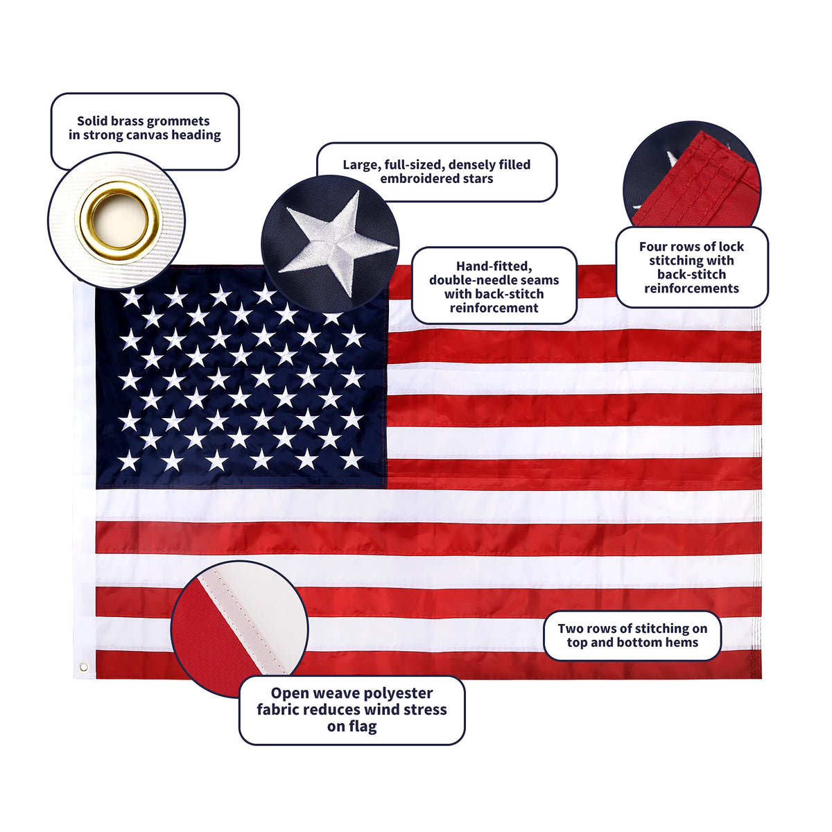 6 Ft Stainless Steel Flag Pole Kit with 3x5 Ft Nylon Flag K20769