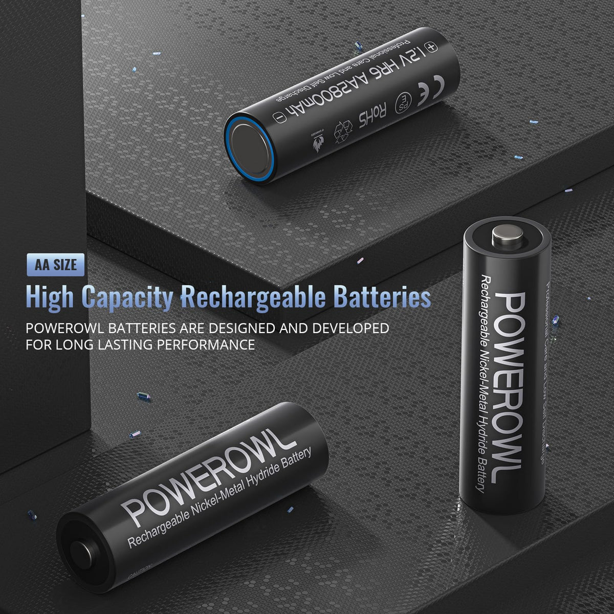 Rechargeable AA Batteries 2800mAh 1.2V NiMH Pack of 12 S719411