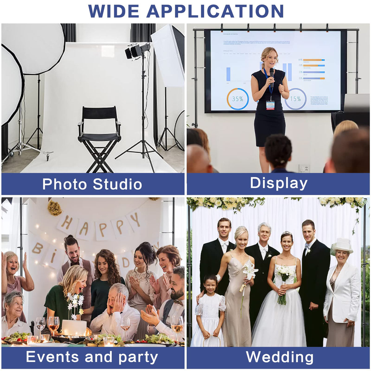 Adjustable Photo Backdrop Stand Kit with Carry Bag T41013