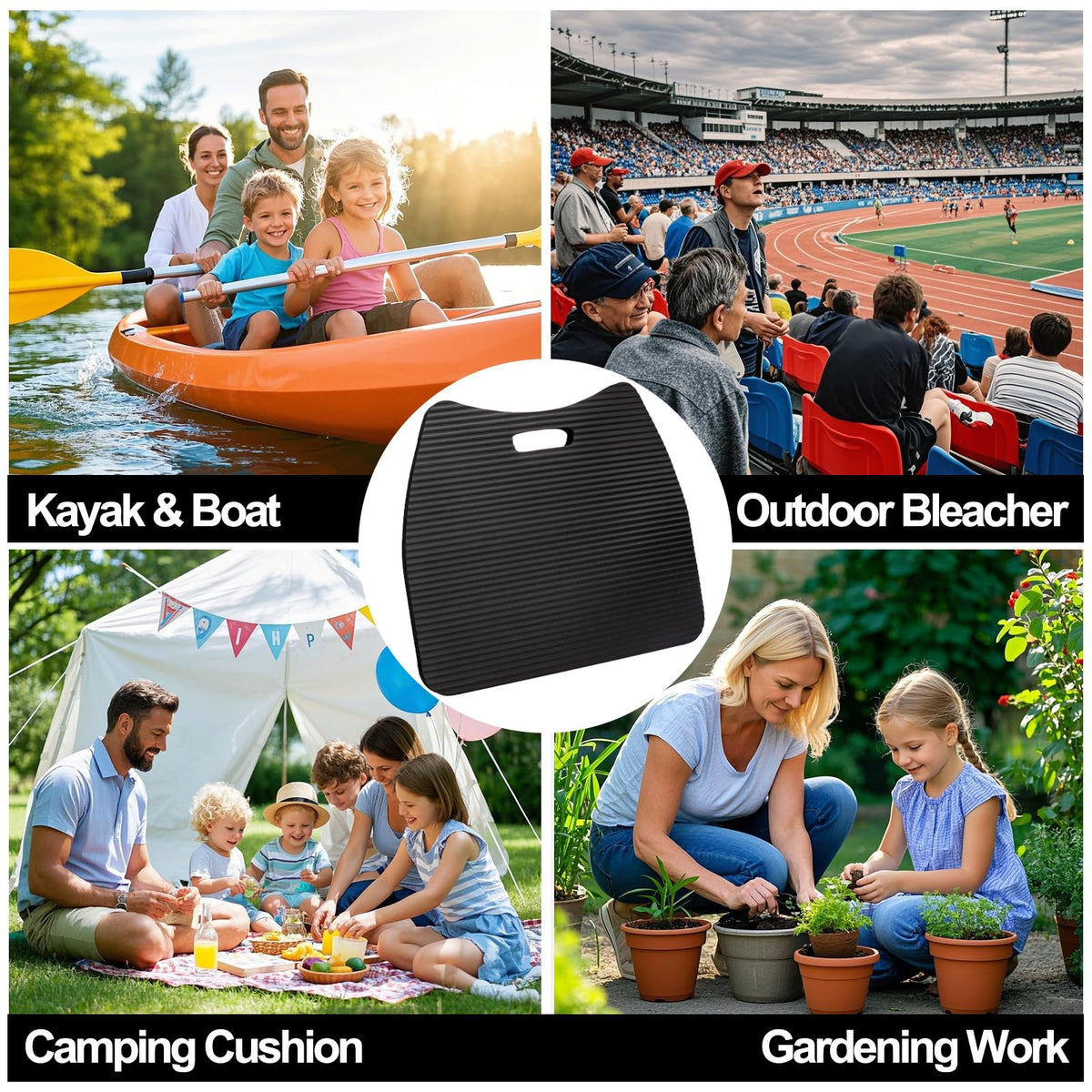 4 Pack Waterproof Portable Foam Stadium Seat Cushion with Handle G47035