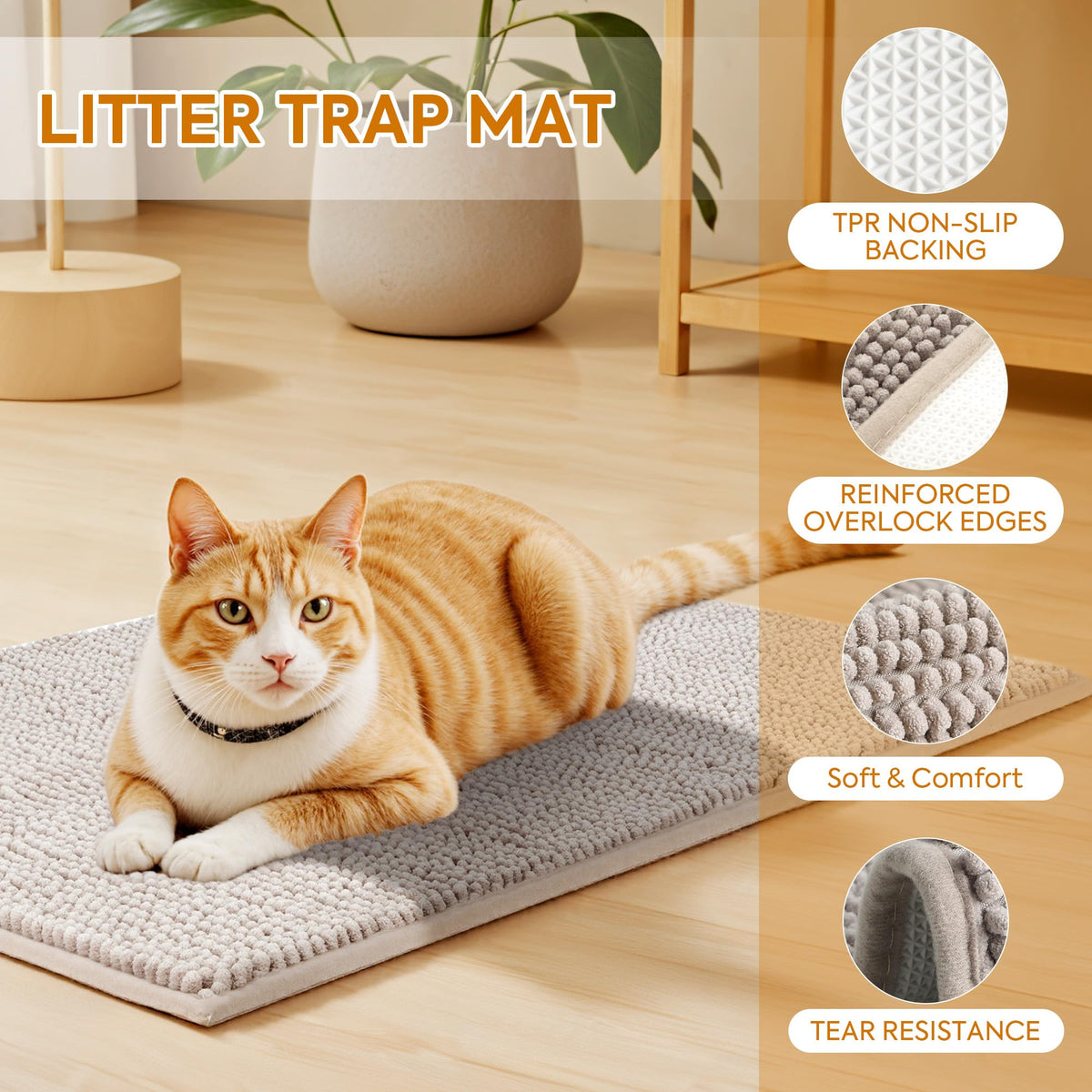 Soft Chenille Cat Litter Box Mat 48'' x 36'' S19174