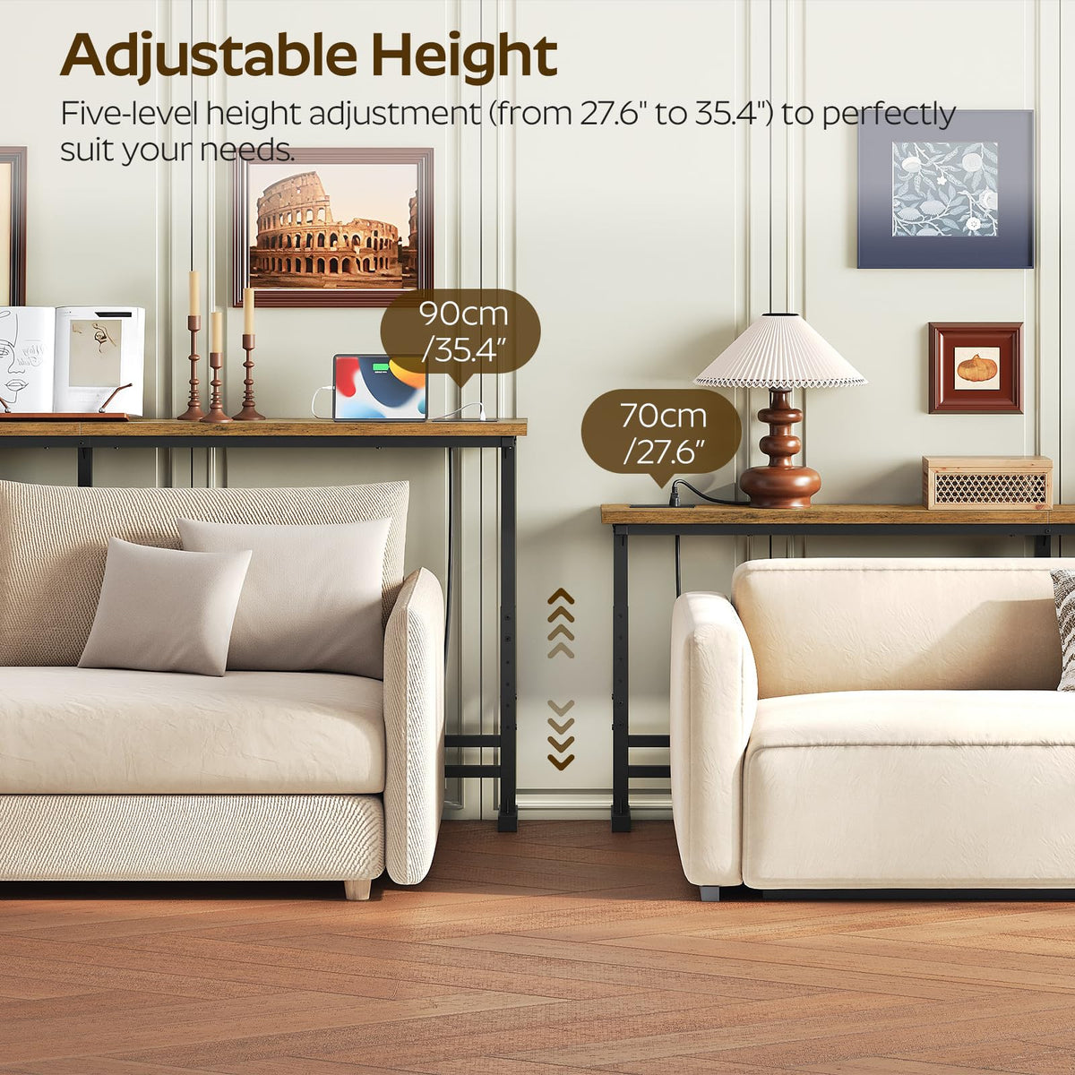 70.9" Console Table with Adjustable Height and Power Outlet Z55328