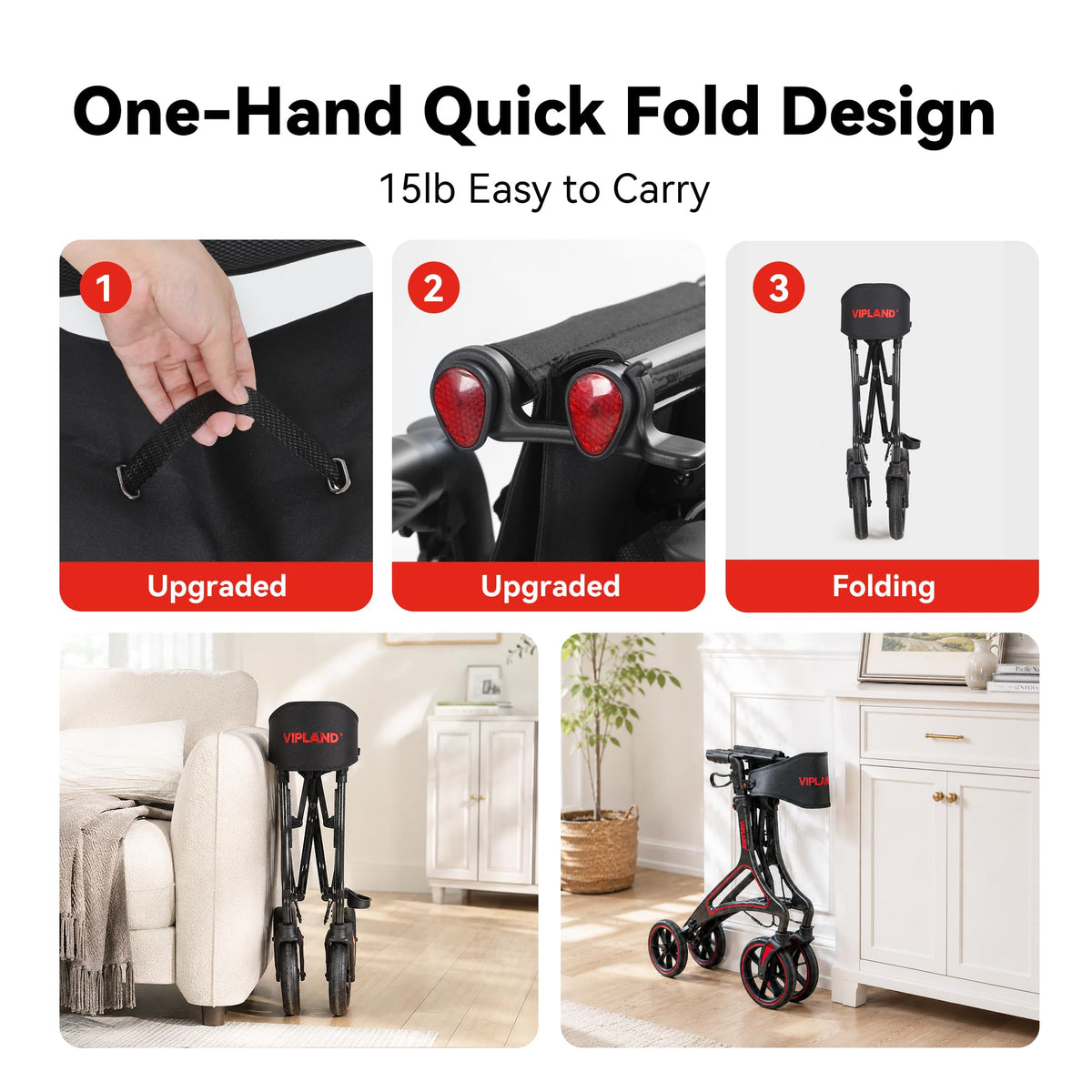 Carbon Fiber Lightweight Walker with Seat and Cane Holder T307217