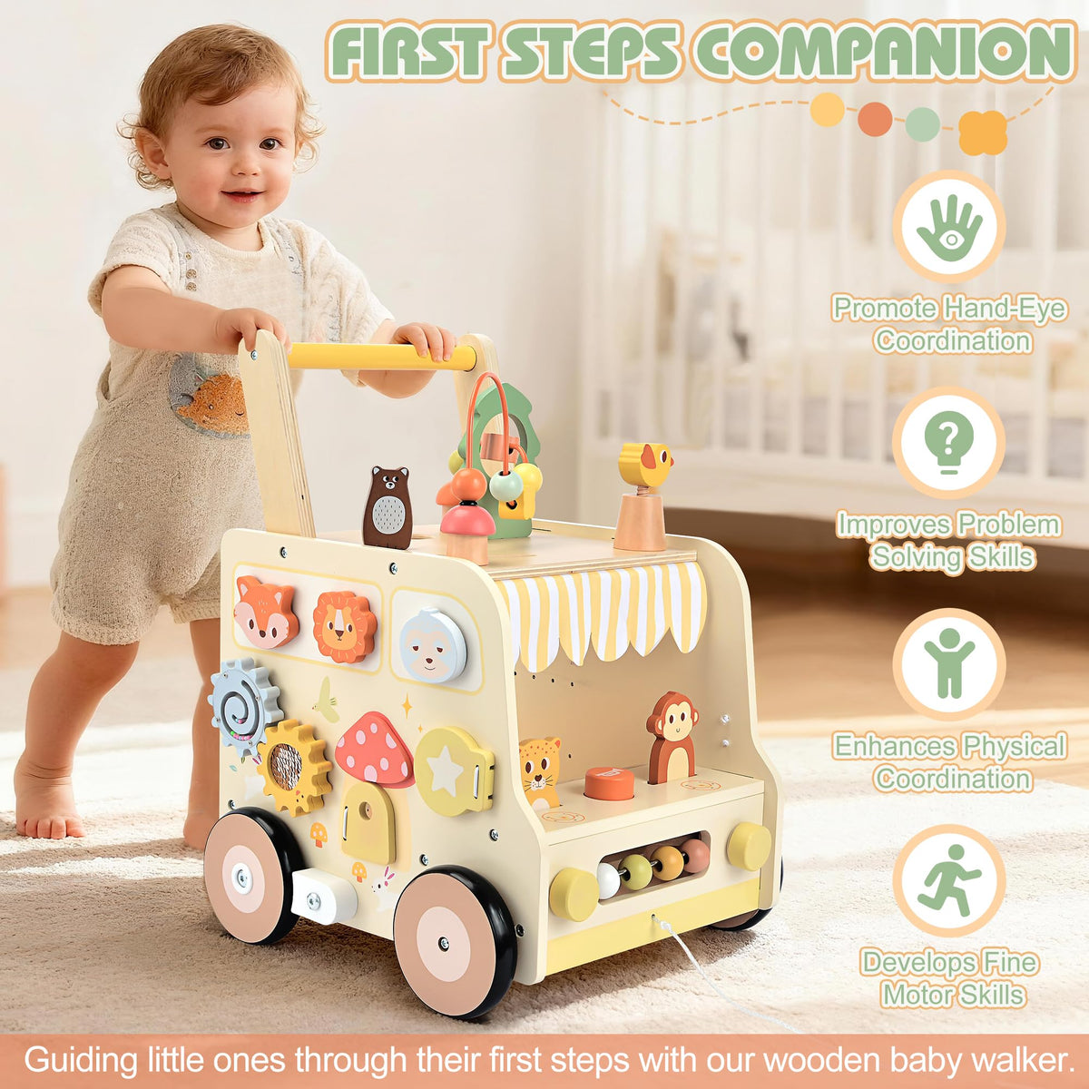 Wooden Activity Cube Push Walker N291
