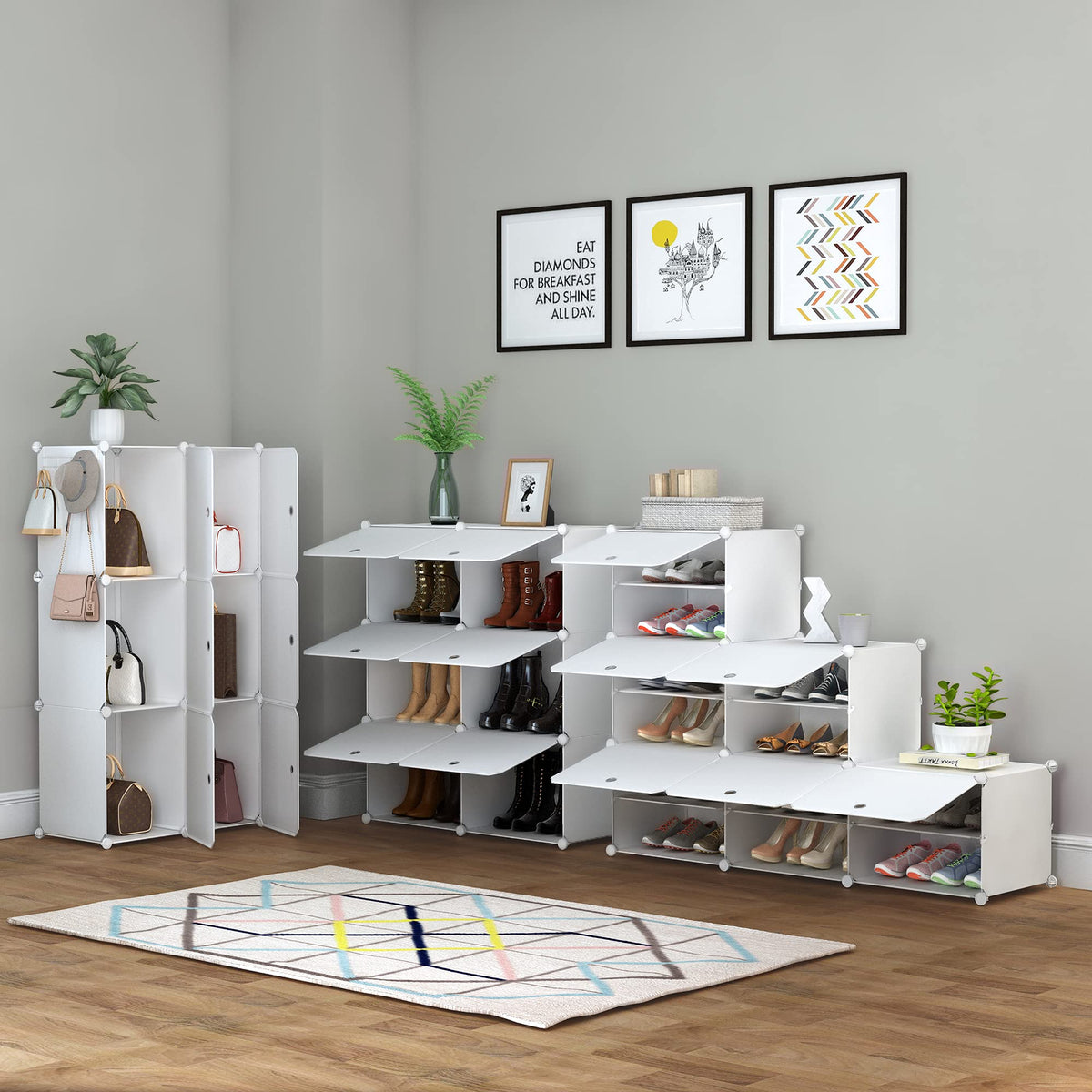24 Pair Modular Shoe Rack Organizer E123837