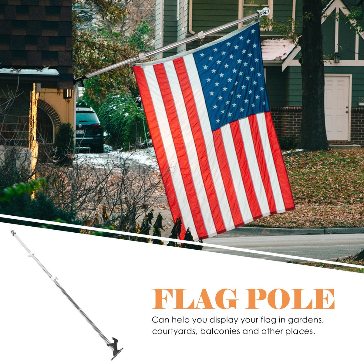 1.5m Stainless Steel Flag Pole Set M4123