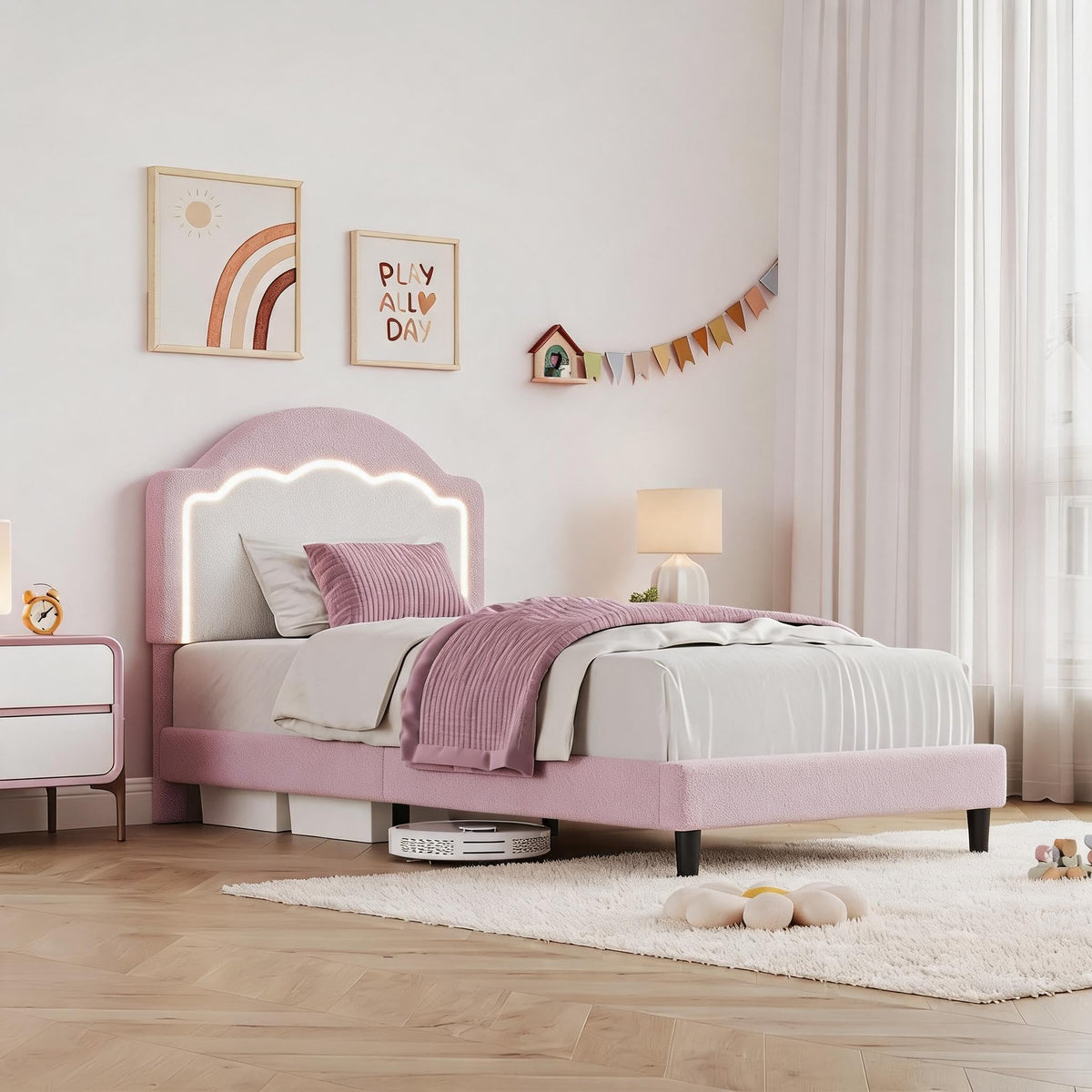 Velvet Upholstered Twin Bed Frame B247