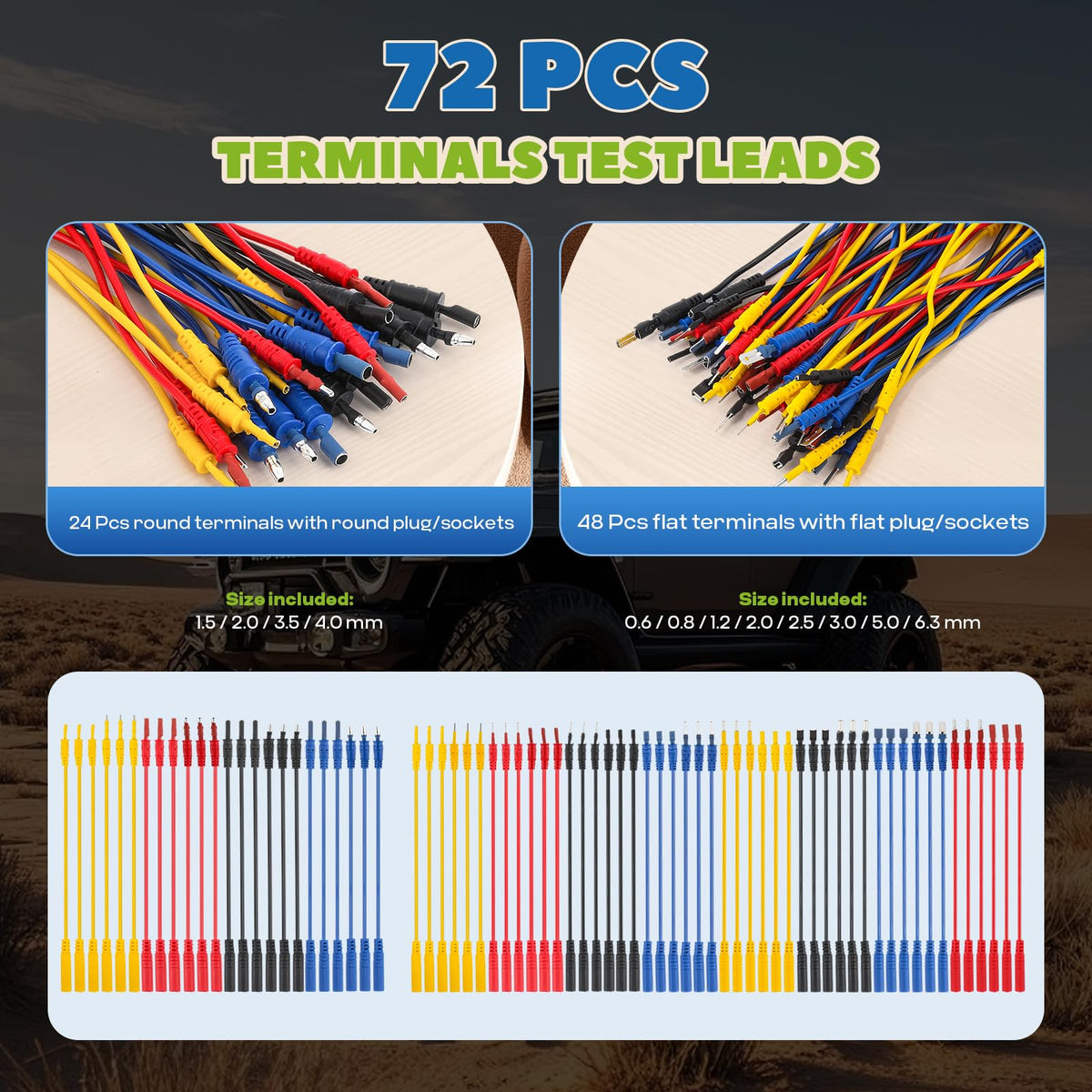 110 Pc Automotive Multimeter Test Leads Kit with Alligator Clips, Banana Plugs & Probes O10161