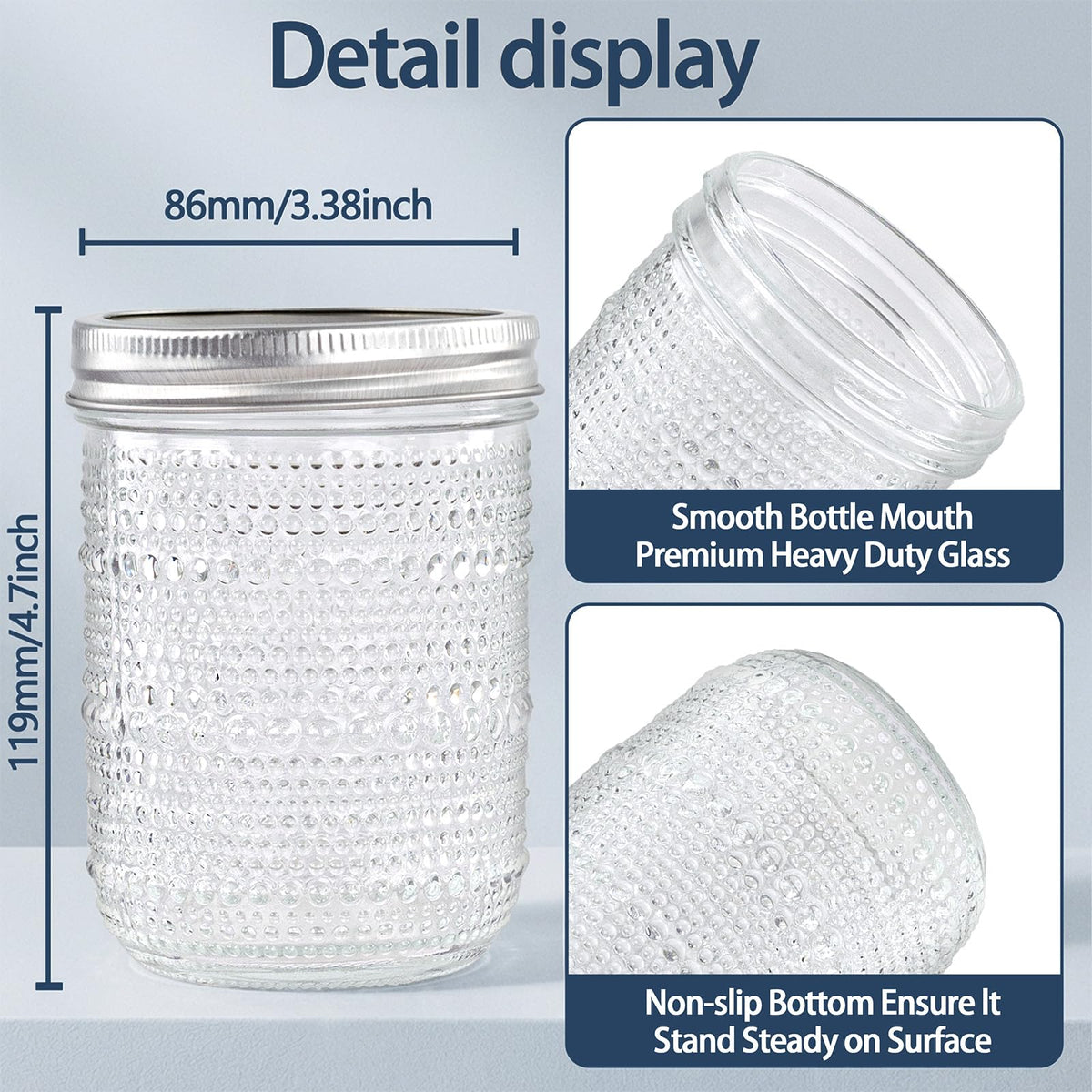 6-Pack 16 oz Wide Mouth Glass Mason Jars with Lids A9666