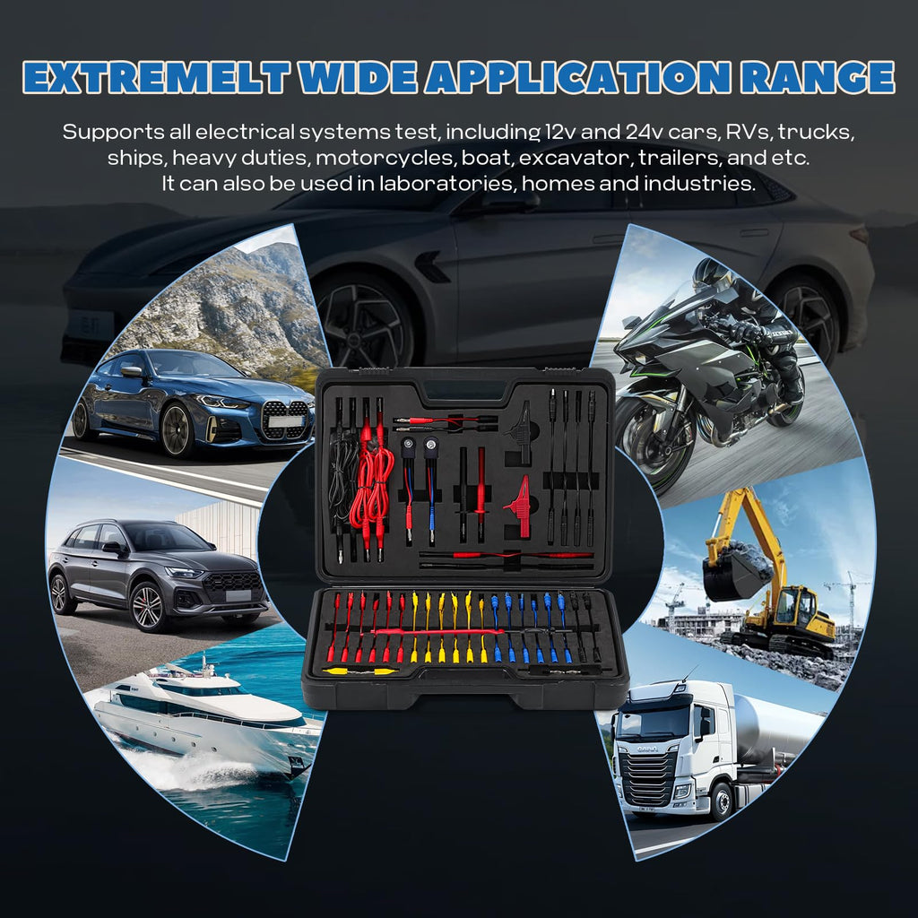 110 Pc Automotive Multimeter Test Leads Kit with Alligator Clips, Banana Plugs & Probes O10161