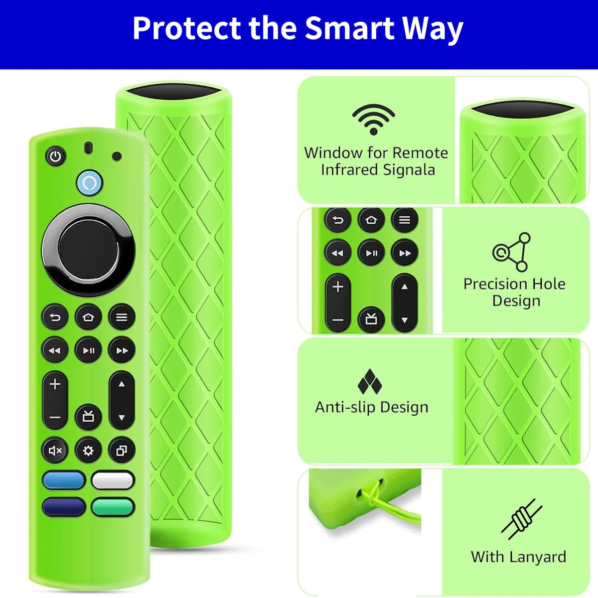 Glow in the Dark Remote Cover with Lanyard F434