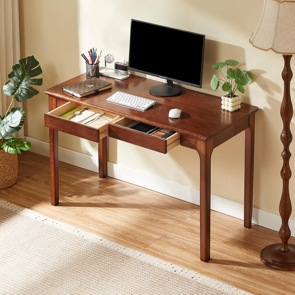 Black Walnut Solid Wood Computer Desk with Drawers U95454