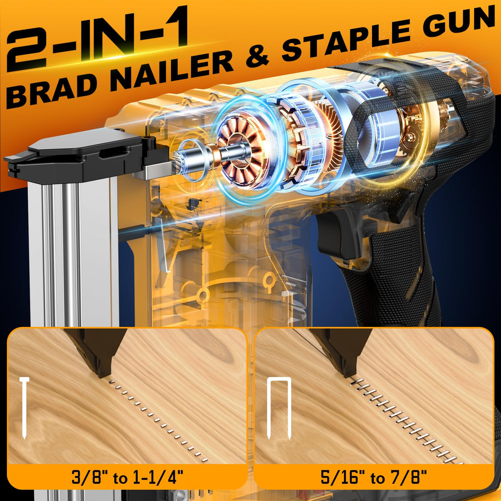 Cordless Brad Nailer 18 Gauge 2-in-1 Nail Gun Staple Gun L129928