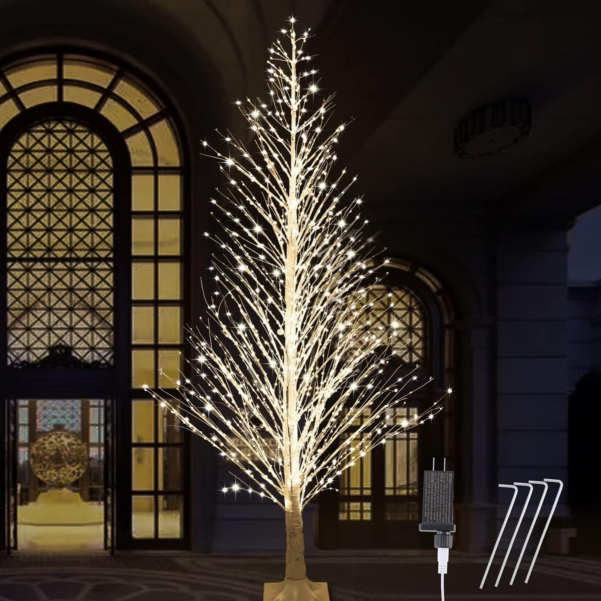 7FT Lighted Birch Tree 1000 LED Warm Lights U874227