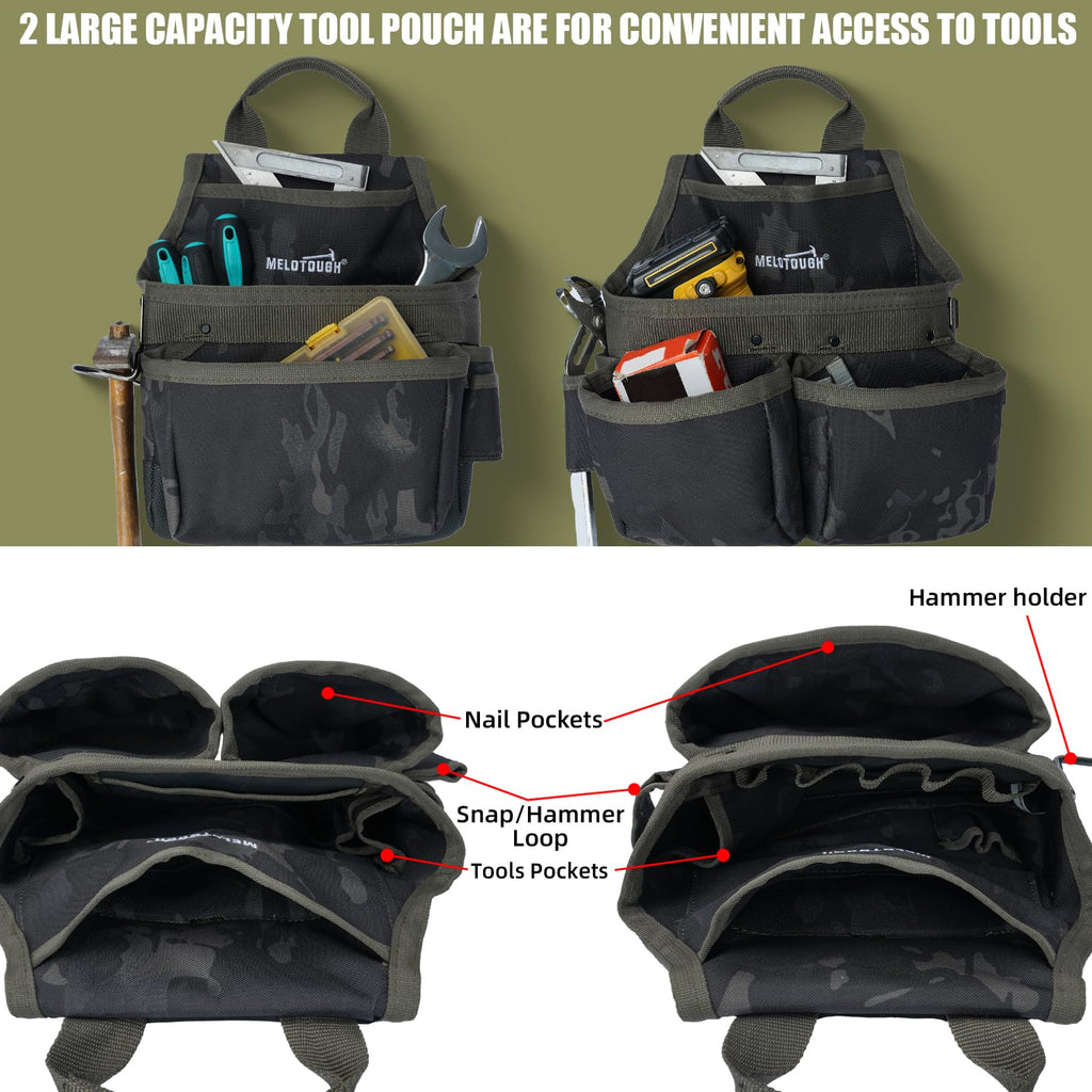 Camo Tool Belt with Suspenders Tool Pouch Organizer Heavy Duty J420