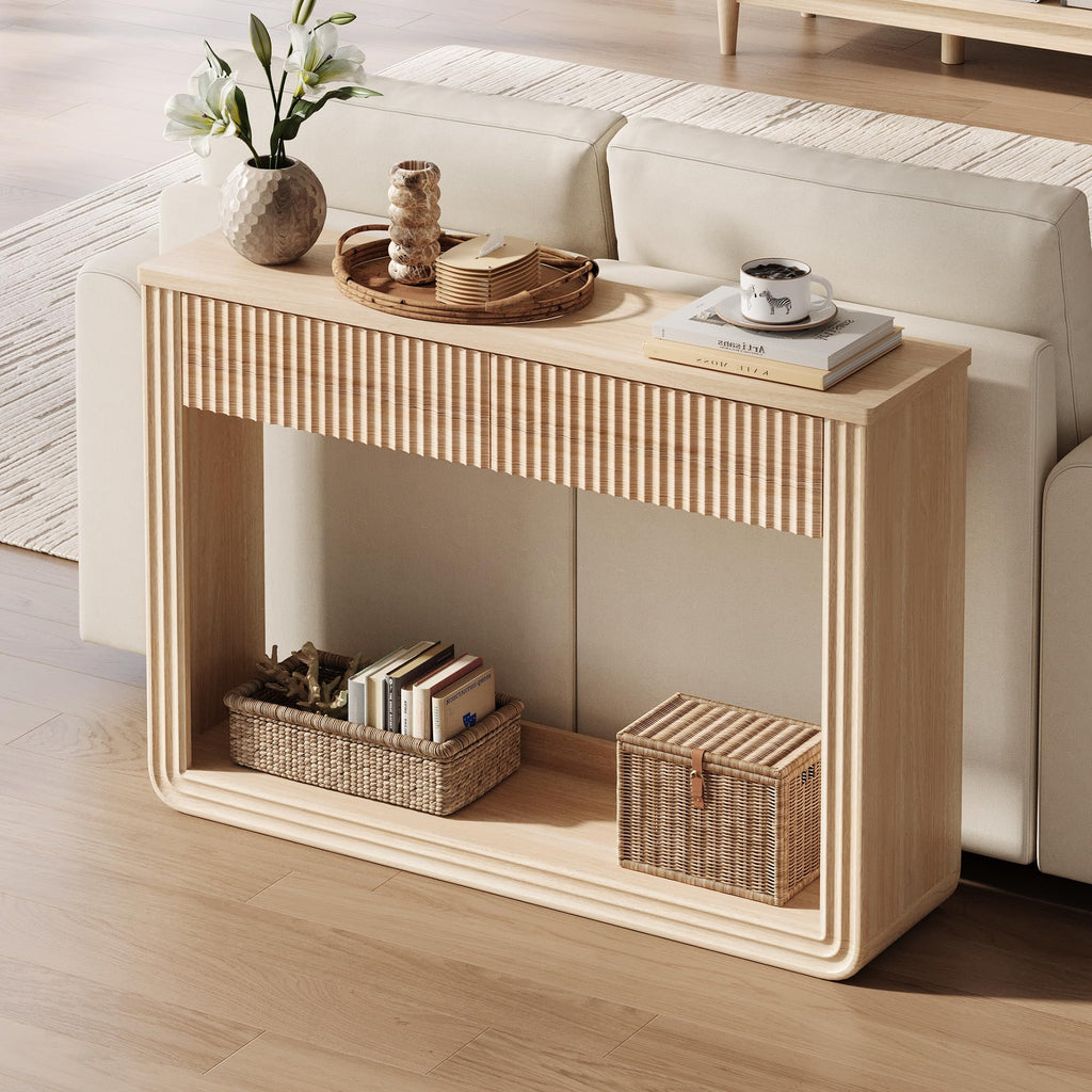 Mid-Century Light Oak Console Table I468284
