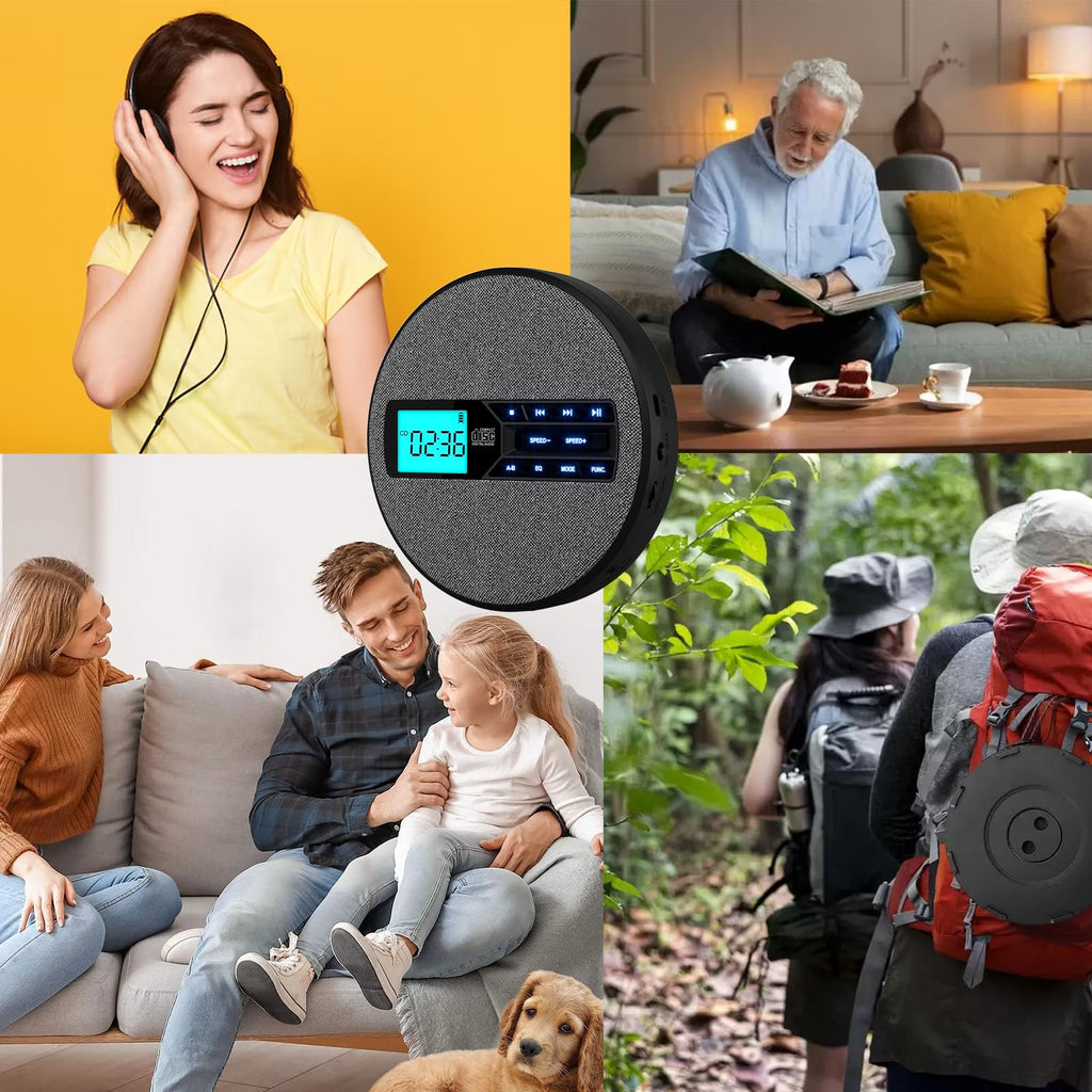 Portable Rechargeable CD Player with Dual Speakers, Black L6731