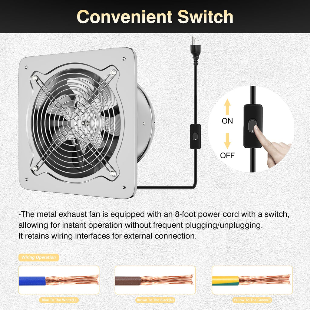 6 inch 308CFM Wall Mounted Exhaust Fan with Check Valve S61178