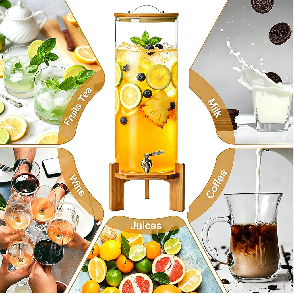 3.5 Gallon Glass Beverage Dispenser with Stand F690053